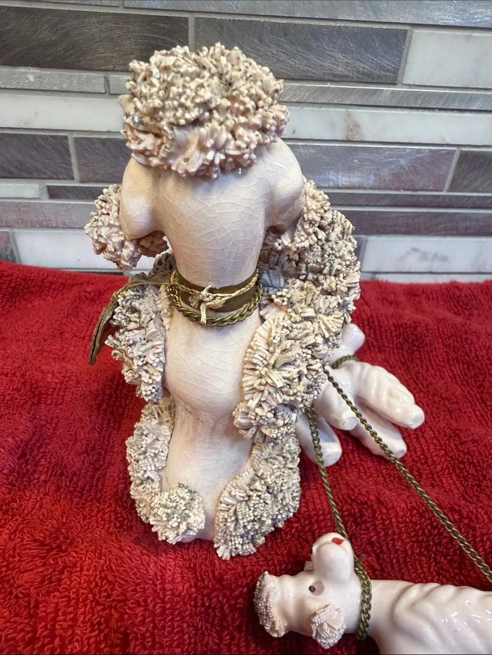 Vintage Ceramic Pink Poodle Figurine Set with original tag!